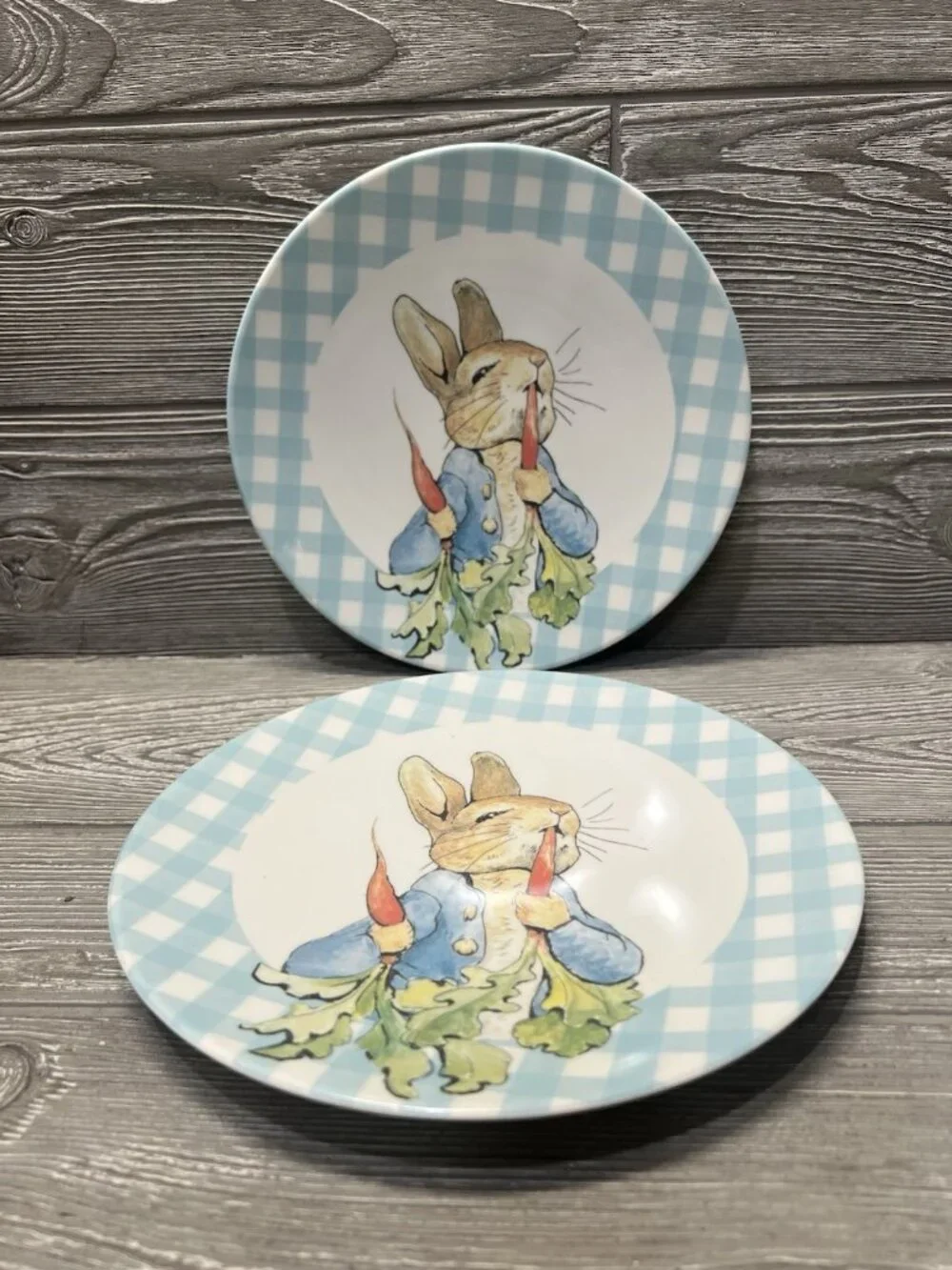 Pottery Barn Kids Peter Rabbit Melamine Gingham Plates 9